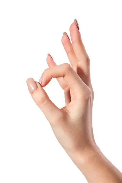 A mão está a mostrar sinal Ok — Fotografia de Stock
