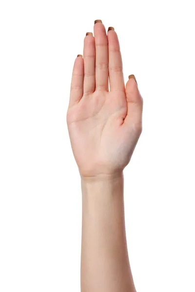 Mano de palma femenina gesto — Foto de Stock