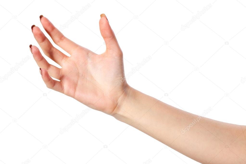 Female hand reaching for something
