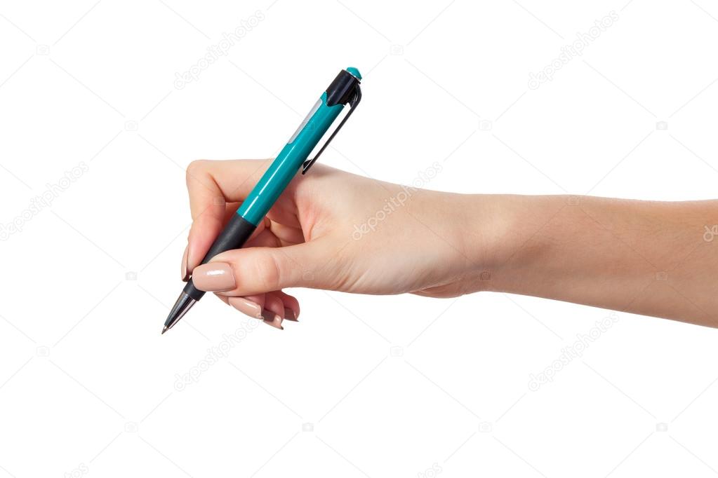 Hand hold a pen writing