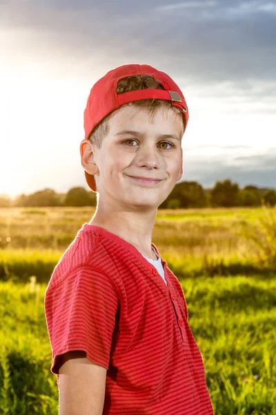 Boy Child Portrait Smiling Cute ten years old outdoor — Stock Photo, Image