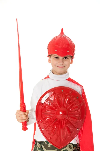 Jonge jongen gekleed als een ridder — Stockfoto
