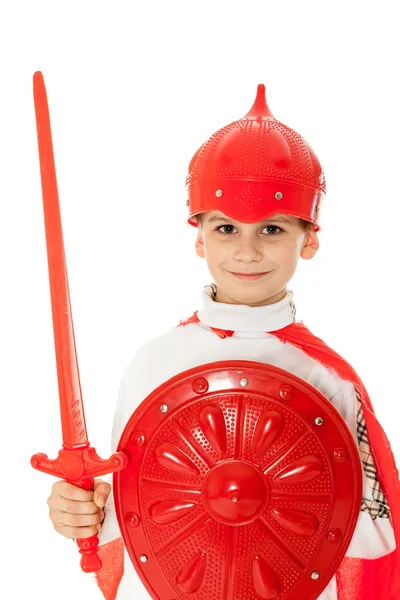 Мальчик, одетый как рыцарь — стоковое фото