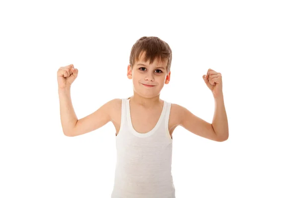 Ragazzo mostrando il suo muscolo — Foto Stock