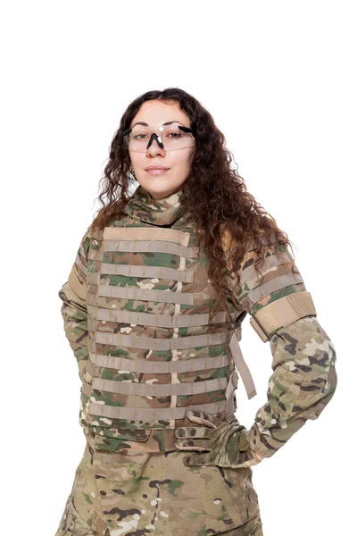 Gyönyörű hadsereg lány puska — Stock Fotó