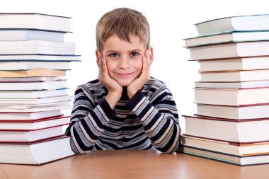 öğrenci ve bir yığın kitap