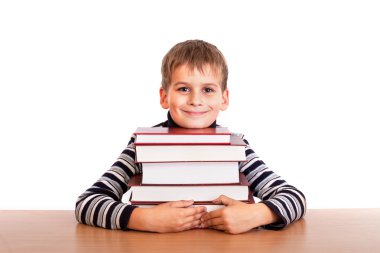 öğrenci ve bir yığın kitap