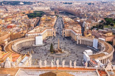 Saint peter's square Roma Vatikan ve havadan görünümü