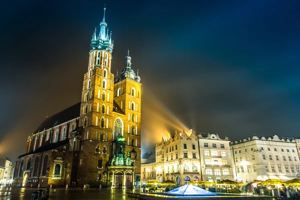 Poland, Krakow. Market Square at night. — Stock Photo, Image