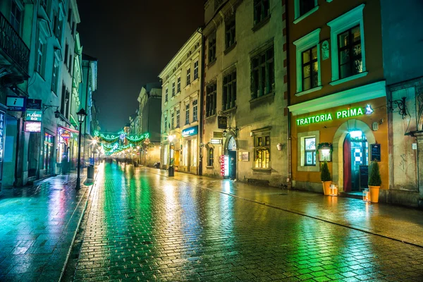 Cracovia ciudad vieja por la noche — Foto de Stock