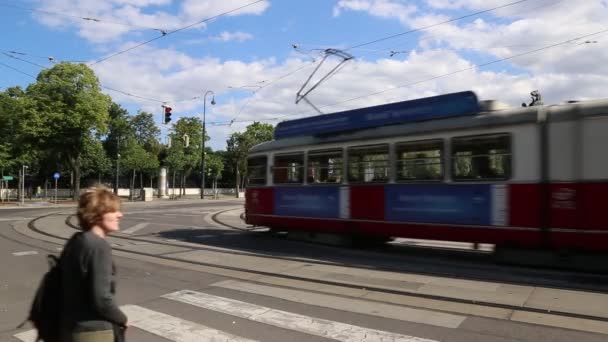 Tramway in Vienna — Stock Video