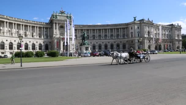 Het paleis hofburg in michaelerplatz plein circa — Stockvideo
