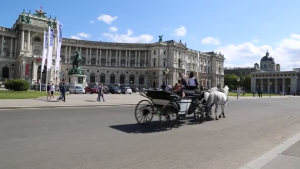 Het paleis hofburg in michaelerplatz plein circa — Stockvideo