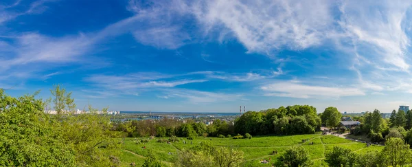 Paesaggio urbano di Kiev, Ucraina. Alberi verdi, paesaggio — Foto Stock