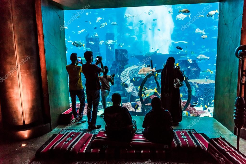 Huge Aquarium In A Hotel Atlantis In Dubai On The Palm