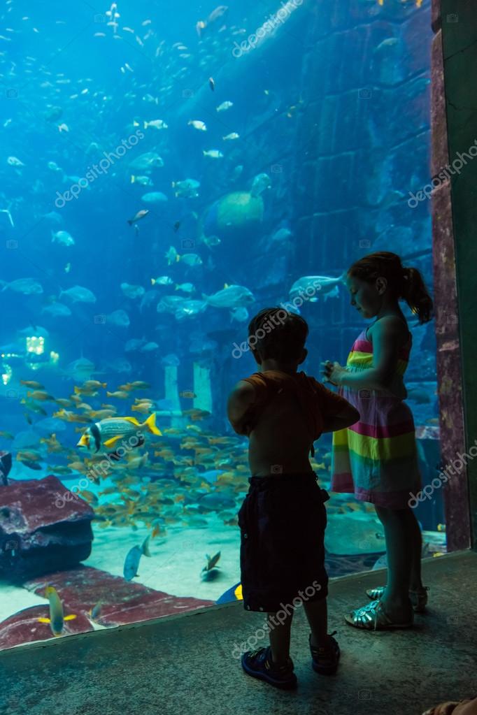 Huge Aquarium In A Hotel Atlantis In Dubai On The Palm