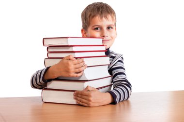 öğrenci ve bir yığın kitap