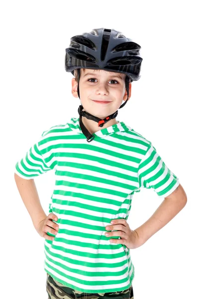 Boy bicyclist with helmet — Stock Photo, Image