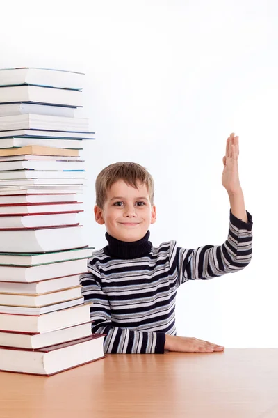 Cheerful Schoolboy ready to answer question — Stock Photo, Image