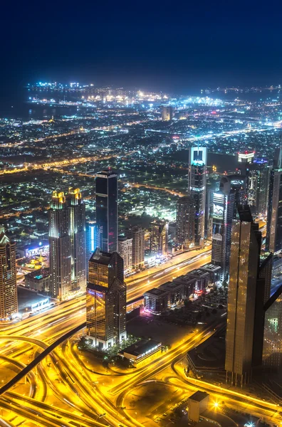 Dubai downtown night scene — Stock Photo, Image