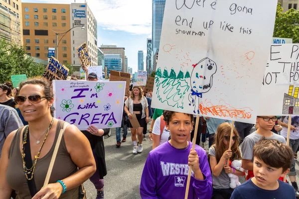 Toronto Canadá Septiembre 2019 Huelga Global Por Clima Marcha Por —  Fotos de Stock