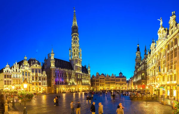 Panorama Grand Place Bruselas Una Hermosa Nigth Verano Bélgica —  Fotos de Stock