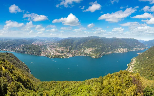 Vista Aérea Panorâmica Lago Como Itália Belo Dia Verão — Fotografia de Stock