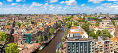 Güzel yaz gün, Hollanda Amsterdam panoramik havadan görünümü