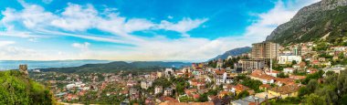 Panoramik bir güzel yaz günü, Arnavutluk Kruja Castle