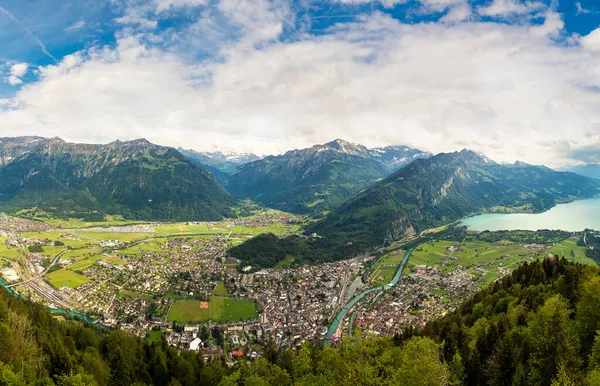 Vue Panoramique Interlaken Par Une Belle Journée Été Suisse — Photo