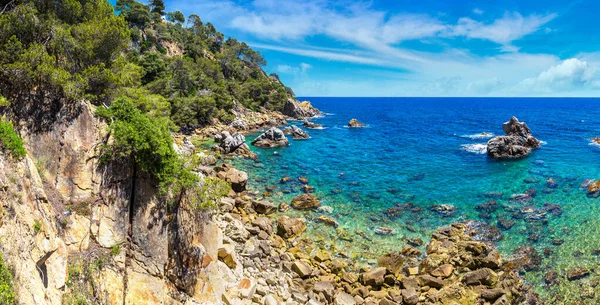 Panorama Van Rotsen Kust Van Lloret Mar Een Mooie Zomerdag — Stockfoto