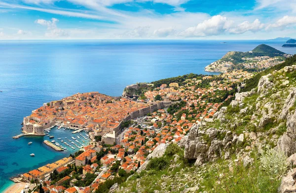 Panoráma Régi Város Dubrovnik Egy Gyönyörű Nyári Napon Horvátország — Stock Fotó