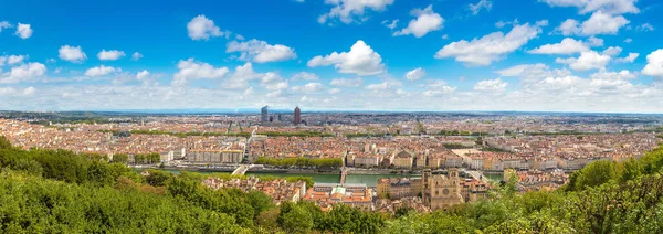 Aerial Panoramautsikt Över Lyon Frankrike Vacker Sommardag — Stockfoto