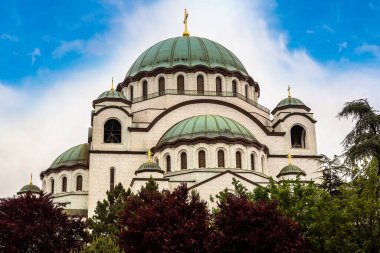 Sırp Ortodoks Kilisesi, Saint Sava Belgrad, Sırbistan için bir güzel yaz günü