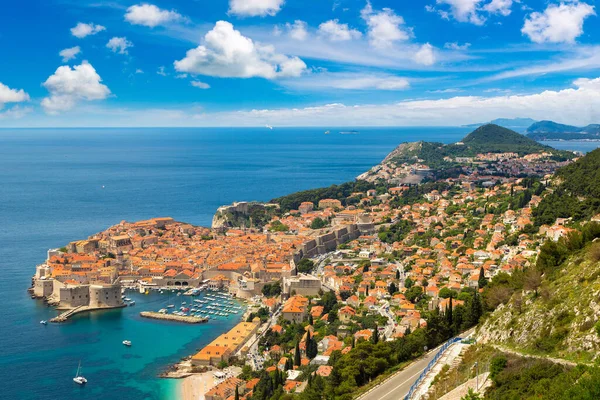 Veduta Aerea Della Città Vecchia Dubrovnik Una Bella Giornata Estiva — Foto Stock