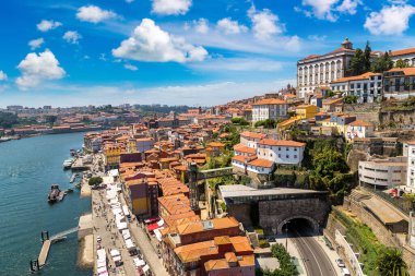 Güzel yaz gün, Portekiz Porto panoramik havadan görünümü