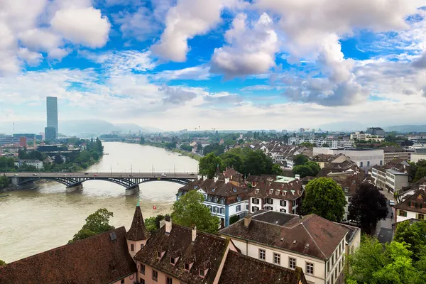 Panoramatický Letecký Pohled Basileje Krásný Letní Den Švýcarsko — Stock fotografie