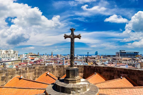 Vista Panorámica Aérea Desde Catedral Santa Cruz Barcelona Hermoso Día —  Fotos de Stock