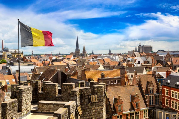 Castillo Medieval Gravensteen Castillo Los Condes Gent Hermoso Día Verano —  Fotos de Stock