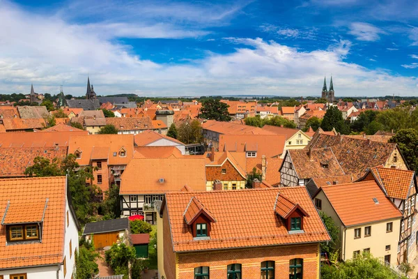 Luftaufnahme Von Quedlinburg Einem Schönen Sommertag Deutschland — Stockfoto