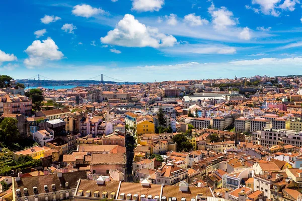 Luchtfoto Van Lissabon Portugal Sao Jorge Castle — Stockfoto