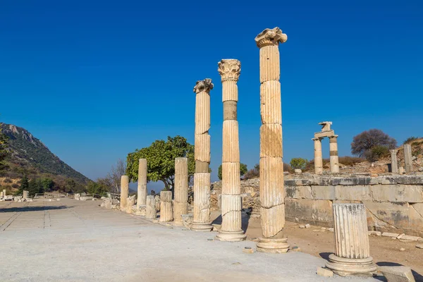 Ruinas Antigua Ciudad Éfeso Antigua Ciudad Griega Turquía Hermoso Día — Foto de Stock