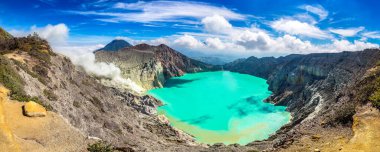 Aktif volkan krateri Ijen Panoraması, Java Adası, Endonezya