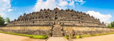Yogyakarta şehri yakınlarındaki Buddist tapınağı Borobudur Panoraması, Orta Java, Endonezya