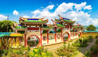 Georgetown, Penang Adası, Malezya 'daki Kek Lok Si Tapınağı Panoraması