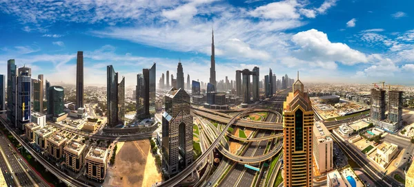 Flygfoto Över Centrala Dubai Och Burj Khalifa Sommardag Förenade Arabemiraten — Stockfoto