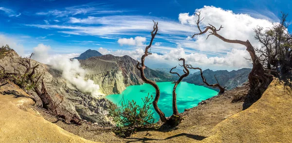 Panorama Del Cratere Del Vulcano Attivo Ijen Isola Java Indonesia — Foto Stock