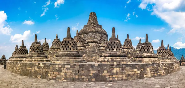 Panorama Temple Buddiste Borobudur Près Ville Yogyakarta Java Central Indonésie — Photo