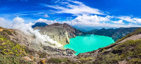 Panorama Crater Active Volcano Ijen Java Island Indonesia — Stock Photo, Image
