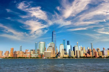 New York City, New York, ABD 'deki Manhattan şehir manzarasının panoramik görüntüsü